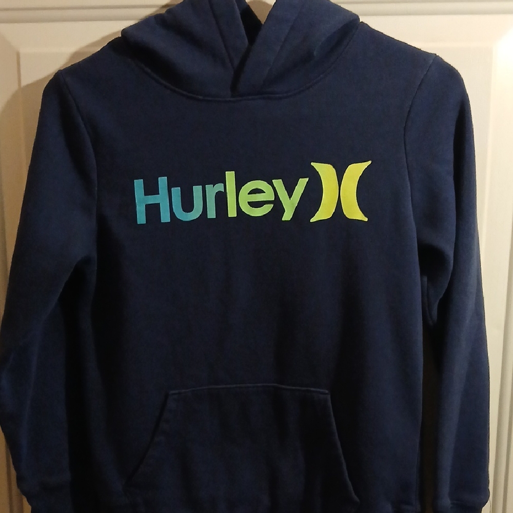 Hurley Kids Blue Hoodie with Green Logo